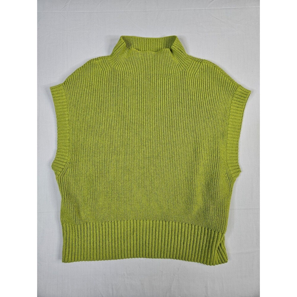 Anthropologie Sweater Vest Women's Size Small Green Sleeveless Mock Neck Maeve